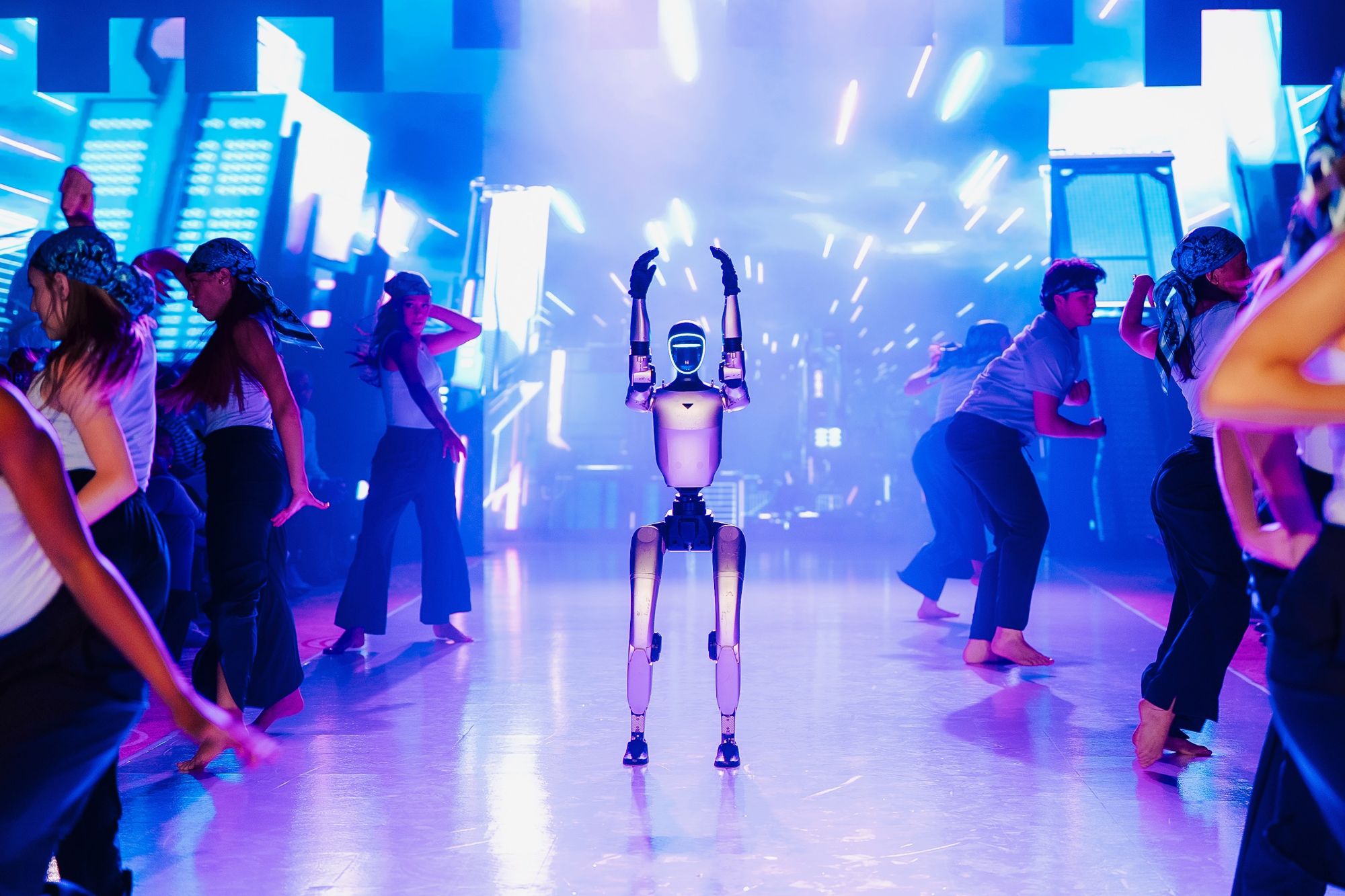 Custom opening act performance in front of an LED backdrop